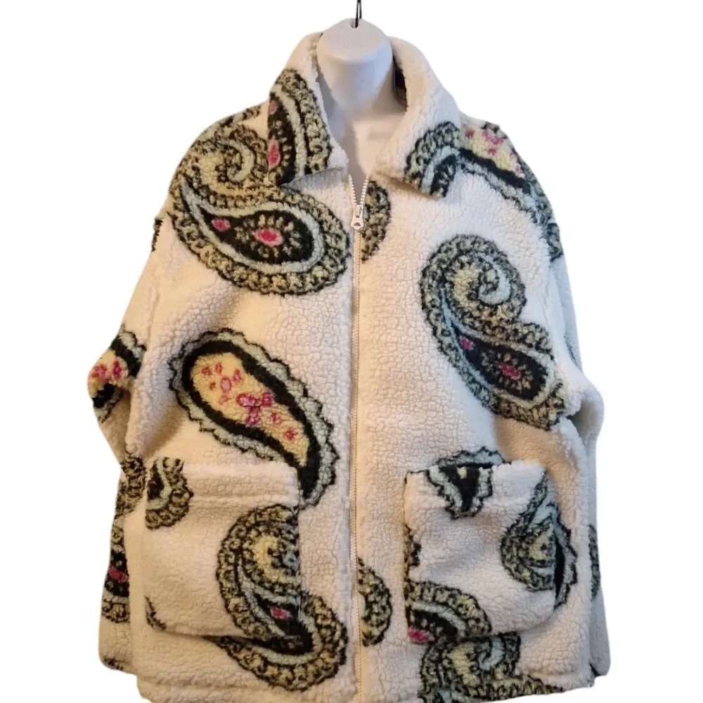 Obey Paisley sherpa fleece jacket size L